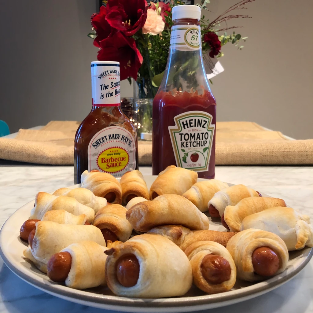 Veggie pigs in blankets on plate