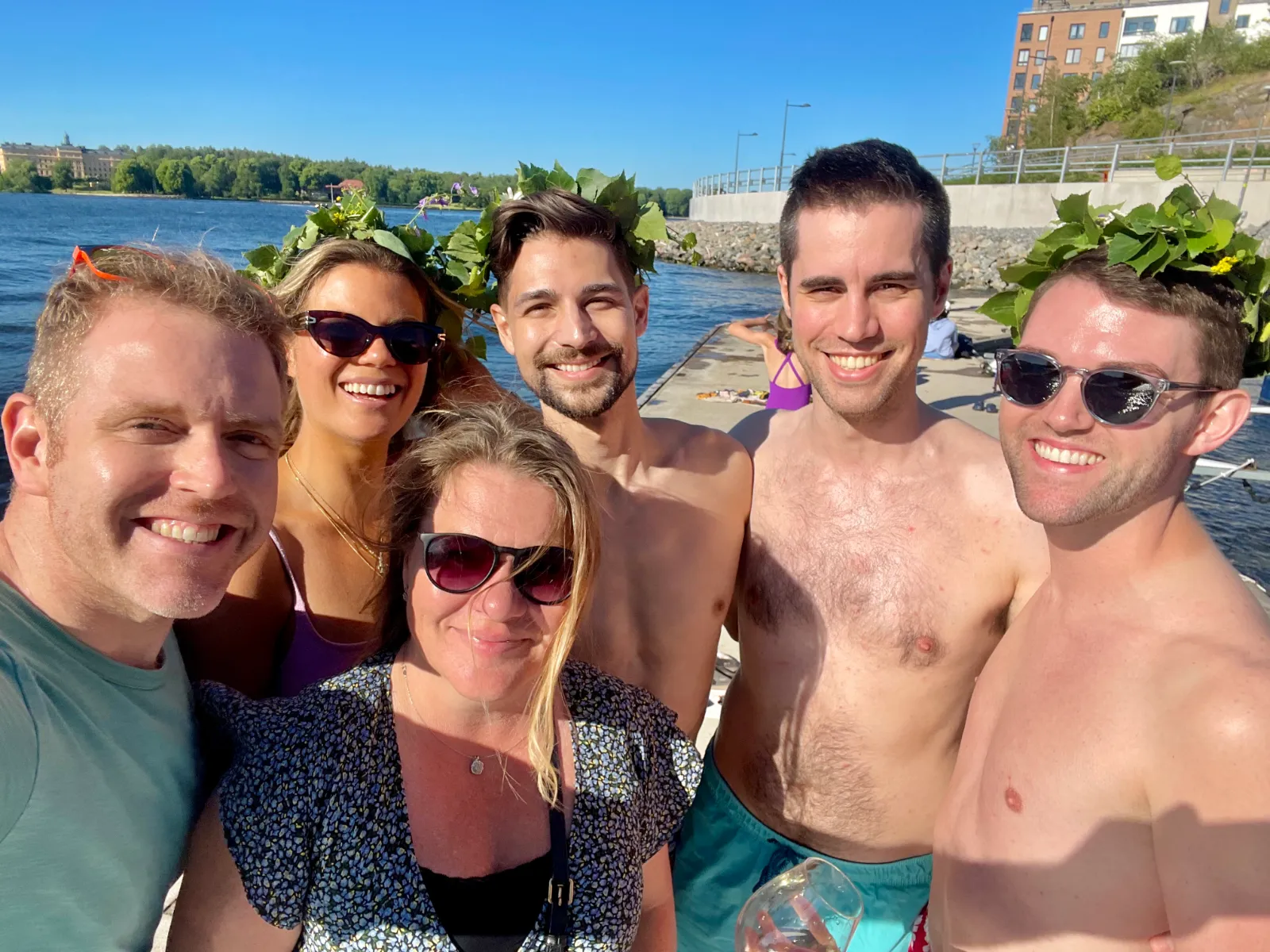 Group selfie on the dock