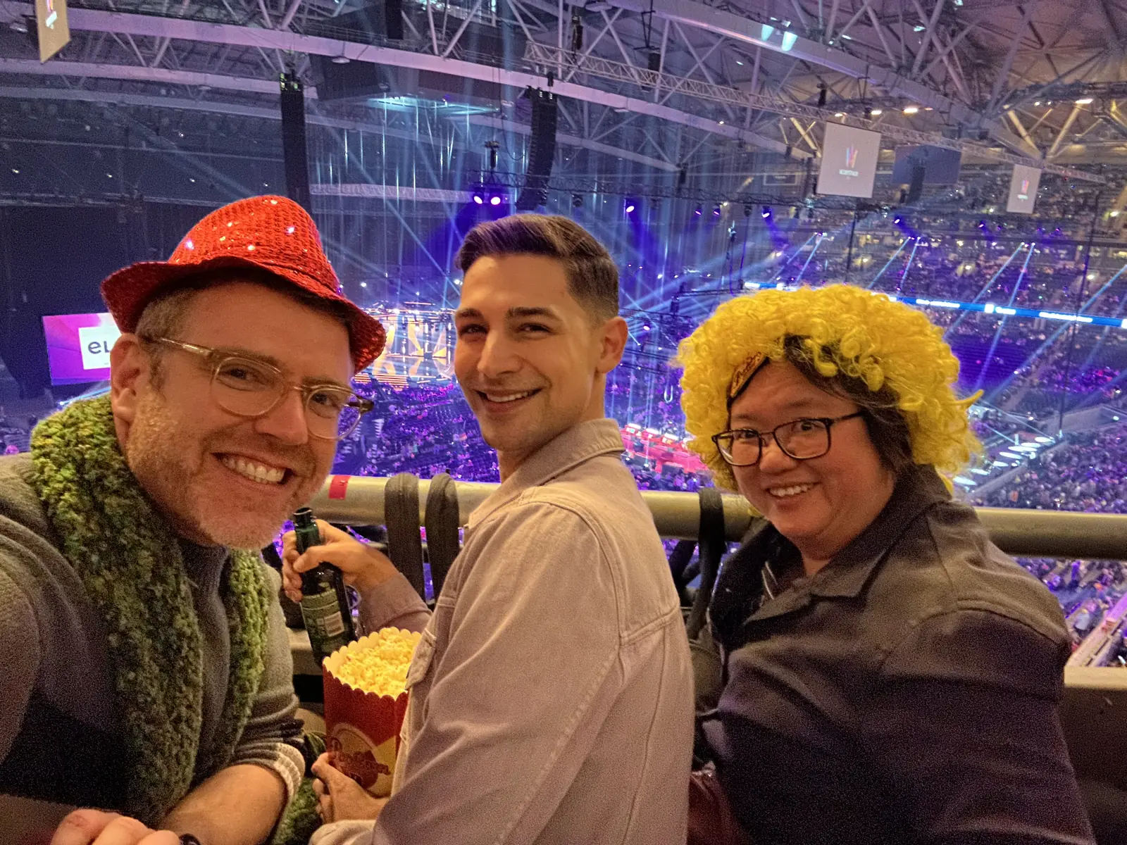 Arthur, Jeremiah, and Vivien at Friends Arena during Melodifestivalen