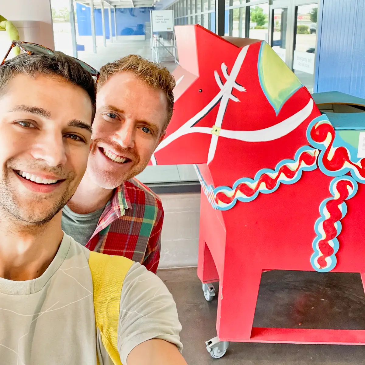 Jeremiah and Arthur smiling by Dalahorse at Ikea Fort Worth