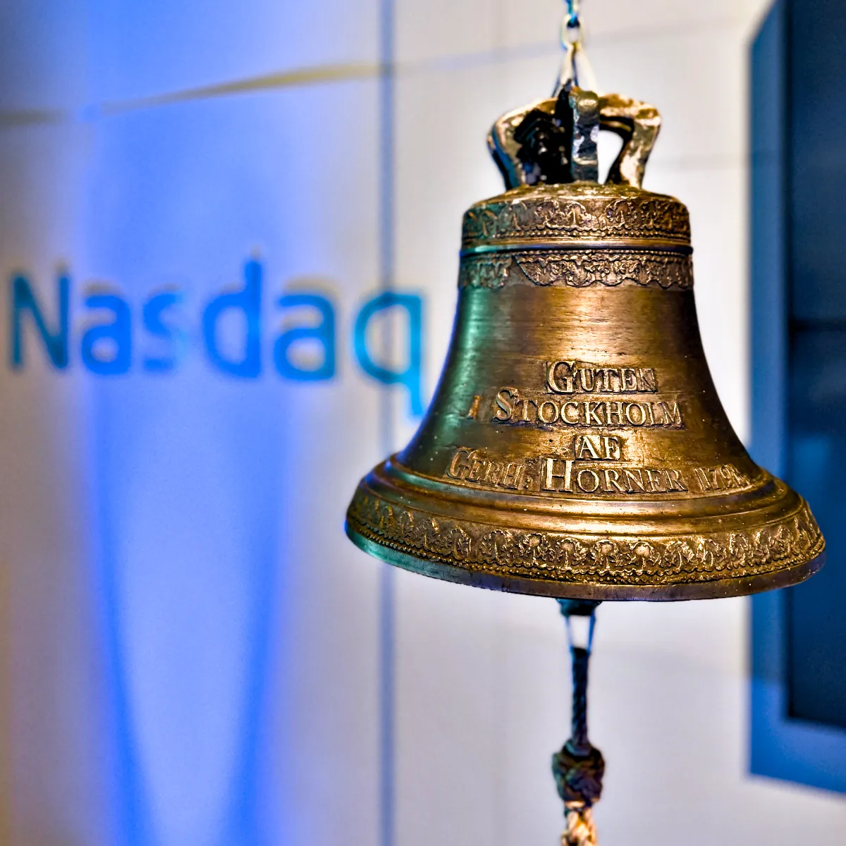 Brass bell at Nasdaq Stockholm