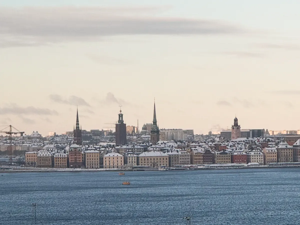 Stockholm Gamla Stan covered in snow