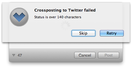 Wedge failing to cross-post to Twitter because the status is over 140 characters
