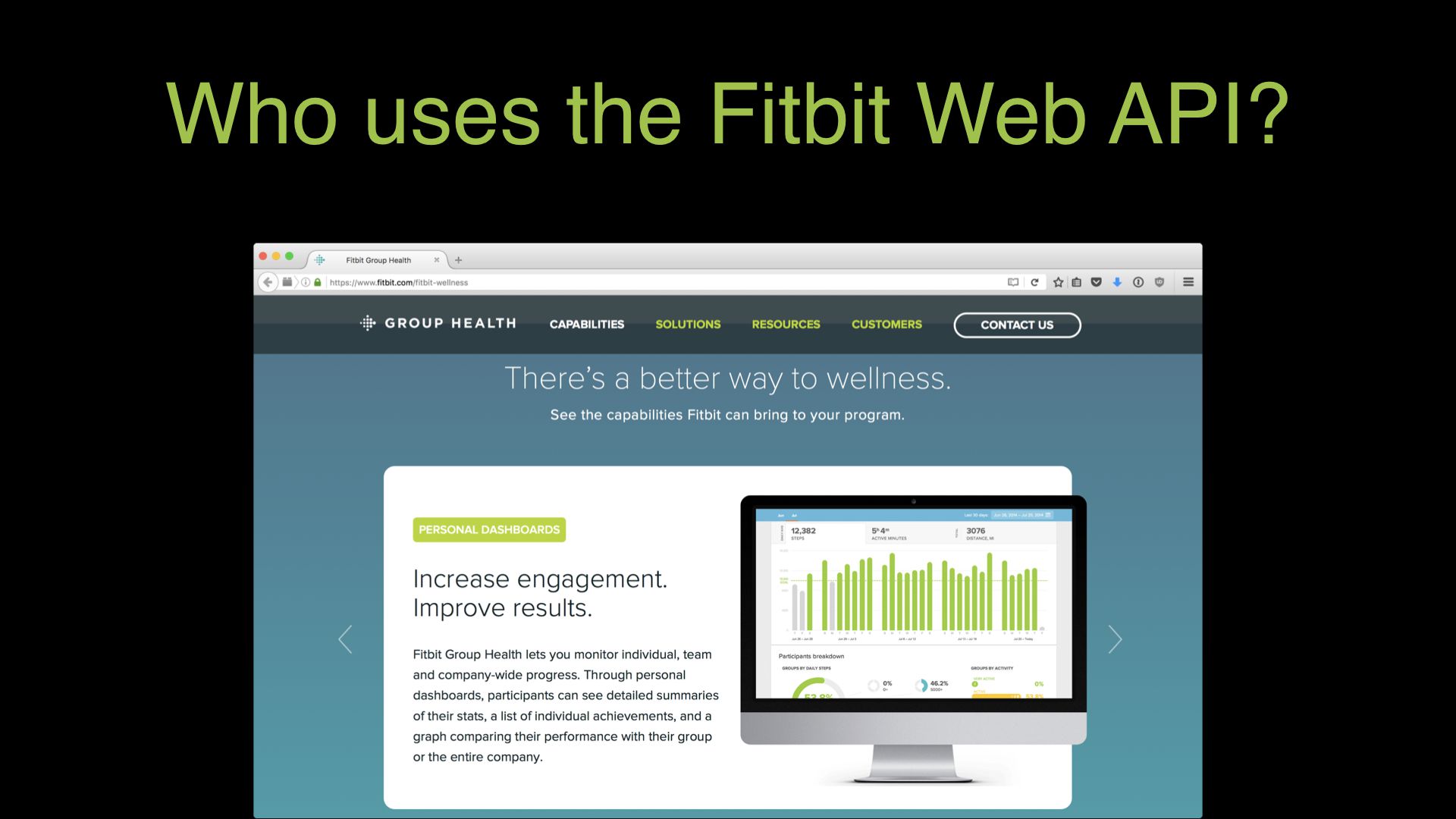 Screenshot of Fitbit Group Health marketing website