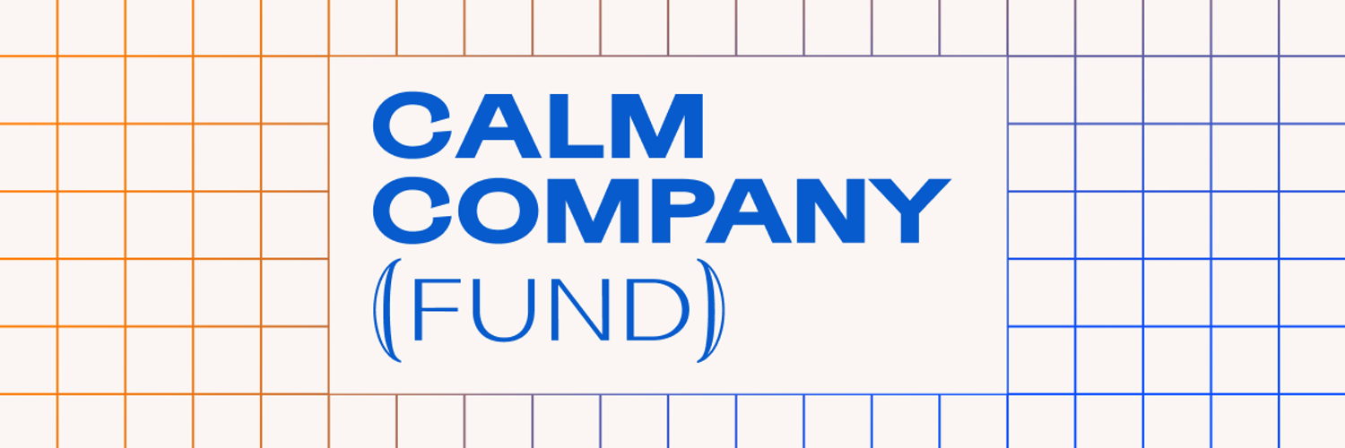 Calm Company Fund text over grid line background