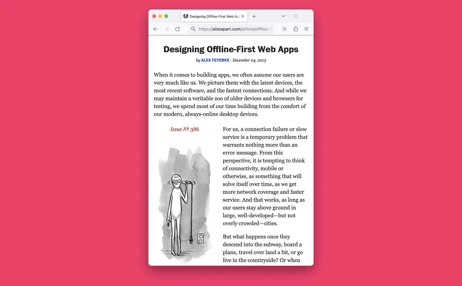 Screenshot of A List Apart article: Designing Offline-First Web Apps