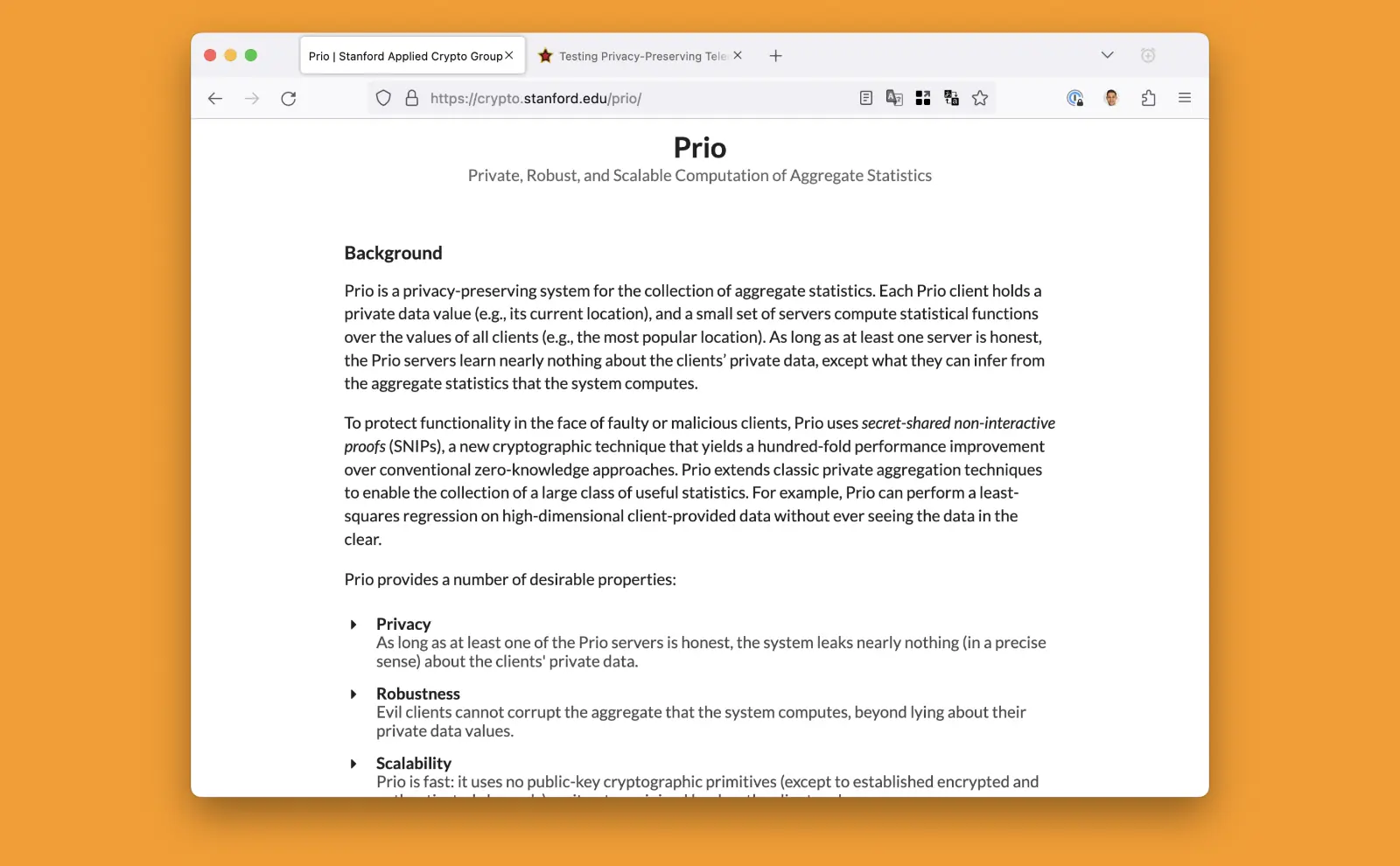 Screenshot of Prio website