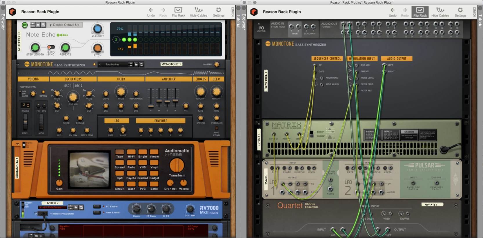 Reason 11 user interface looks like the physical audio rack components